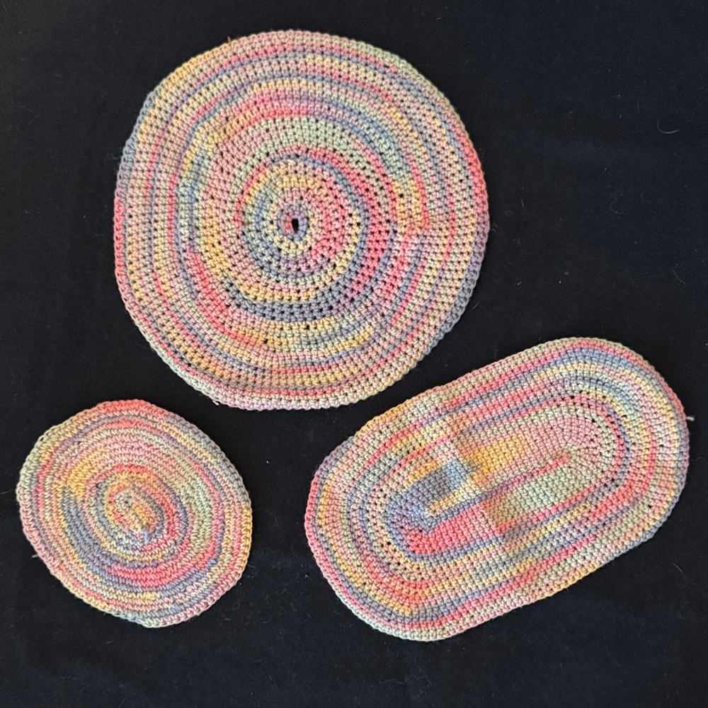 Vintage 1950s Handmade Crocheted Dollhouse Rugs Miniature Set